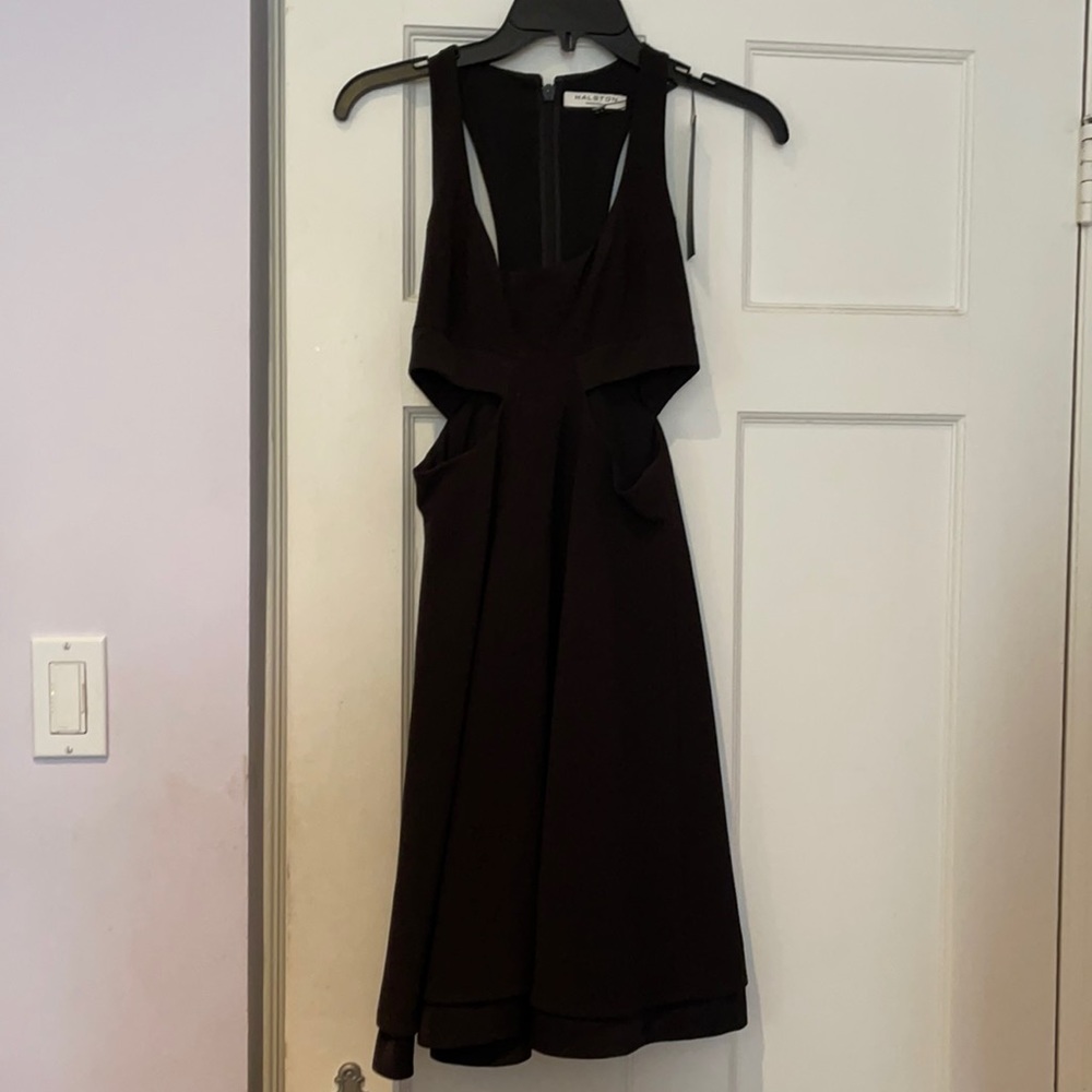 Halston Heritage Black Cut Out Sleeveless Dress